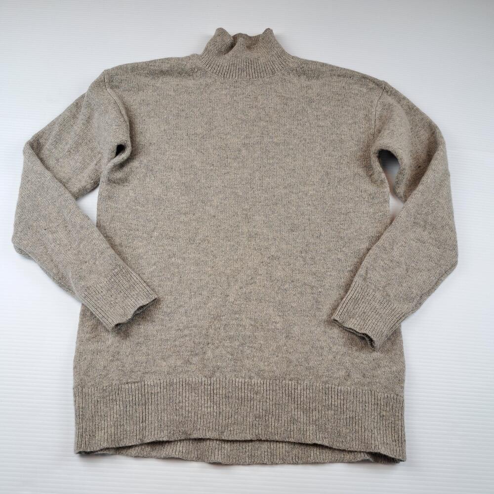 Uniqlo Sweater Womens XS Beige 100% Wool Turtleneck Long Sleeve Pullover Knit